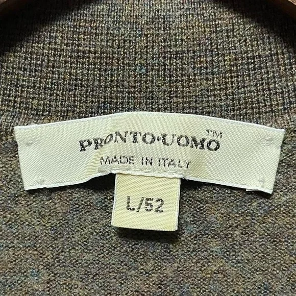 Vintage 90s pronto Uomo made in Italy collared formal preppy brown polo sweater - Picture 3 of 4